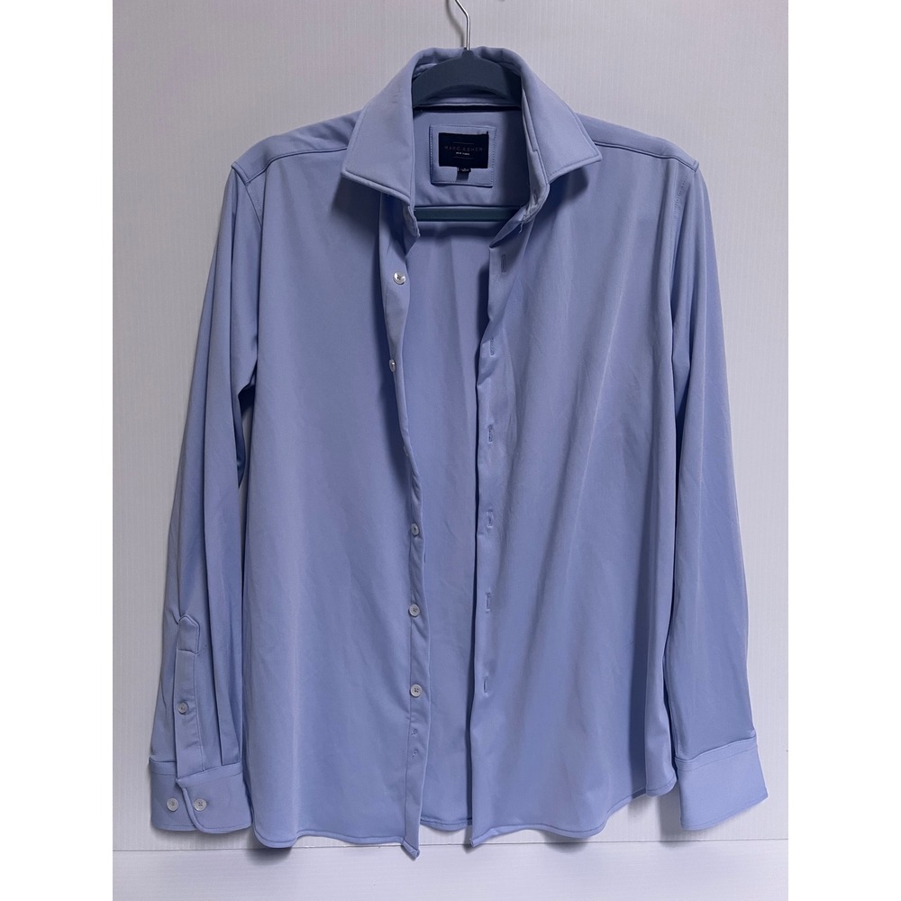 Marc Asher New York Mens Small Blue Long Sleeve Stretch Button Down Dress Shirt